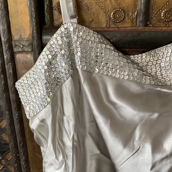 Express Silk top Sz. M in silver w/sequin detail - Picture 3 of 9